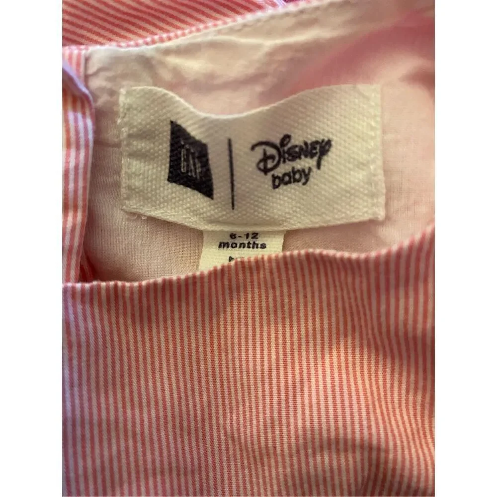 Disney Gap Collaboration Dumbo Ruffle Pink Striped Dress Size 6/12 Months